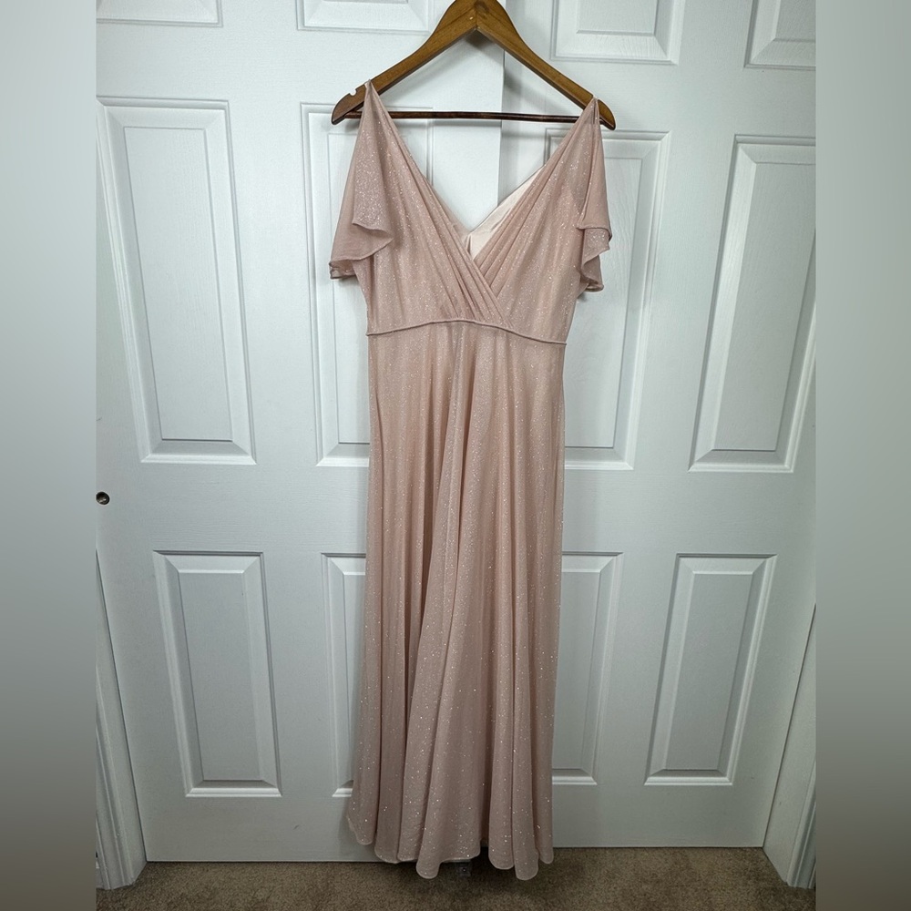 Jenny Yoo Hayes Gown Soft Blush‎ Size 10 Bridesmaid Long Dress Luxe Chiffon